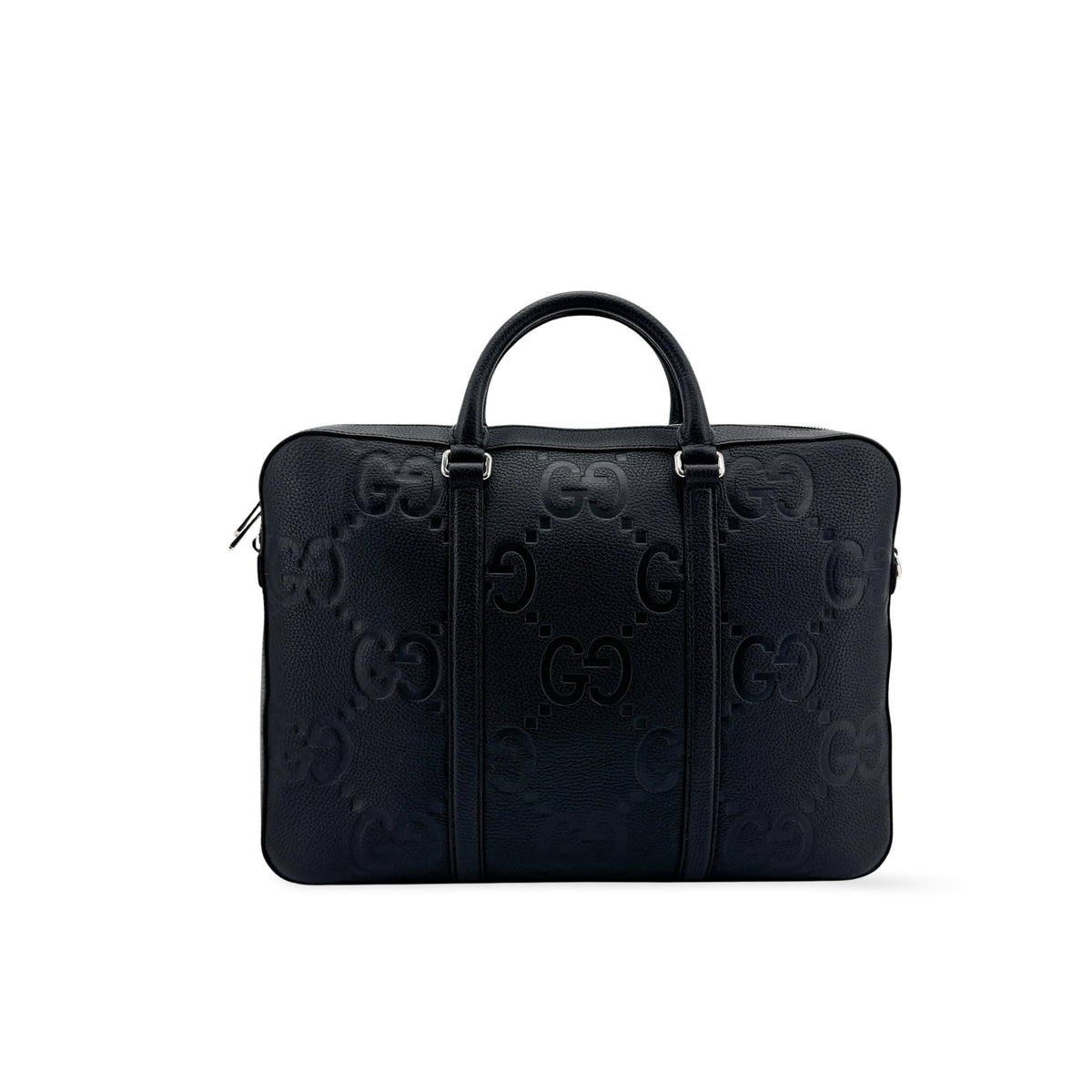 Gucci Convertible Jumbo Gg Embossed Leather Black Bag