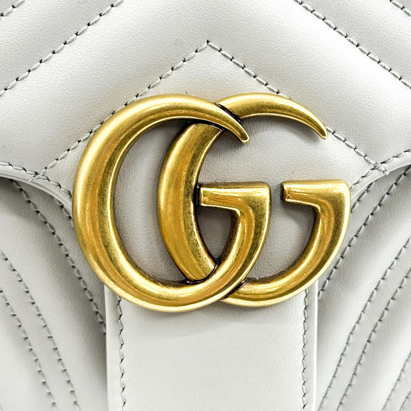 Gucci Gg Marmont Flap Matelasse Leather Gold Bag