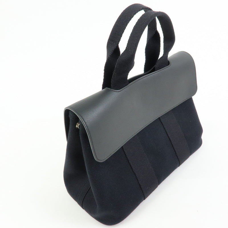 Hermes Valparaiso Toile And Leather Black Canvas Bag