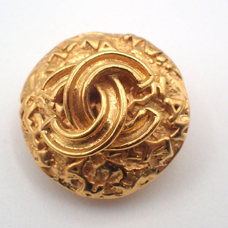 Chanel Vintage Cc Round Clip-On Metal Gold Gold_plated Bijoux
