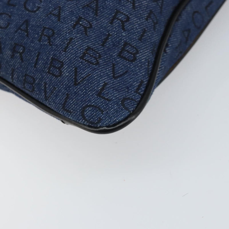 Bvlgari Logomania Canvas With Leather Blue Bag