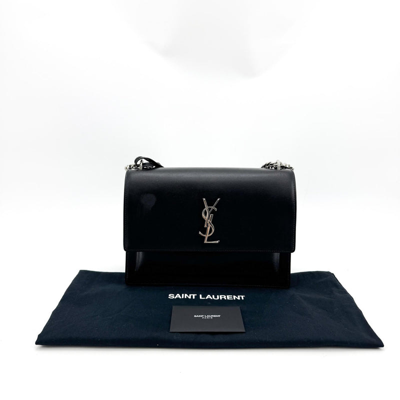 Saint Laurent Sunset Leather Black Calfskin Bag