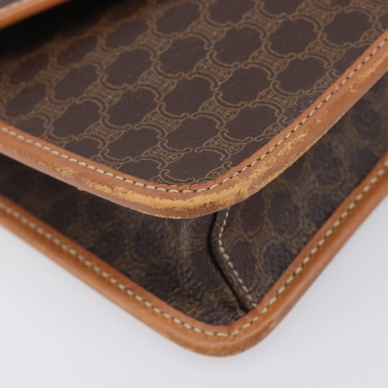 Celine Macadam Shoulder Canvas Brown Bag