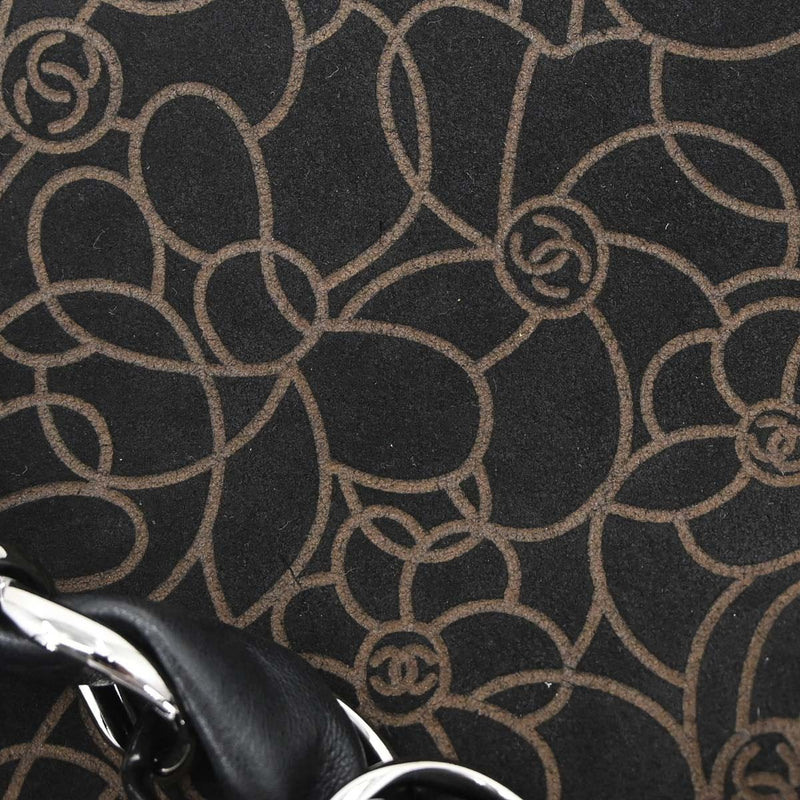 Chanel Camellia Chain Embossed Suede Black Bag