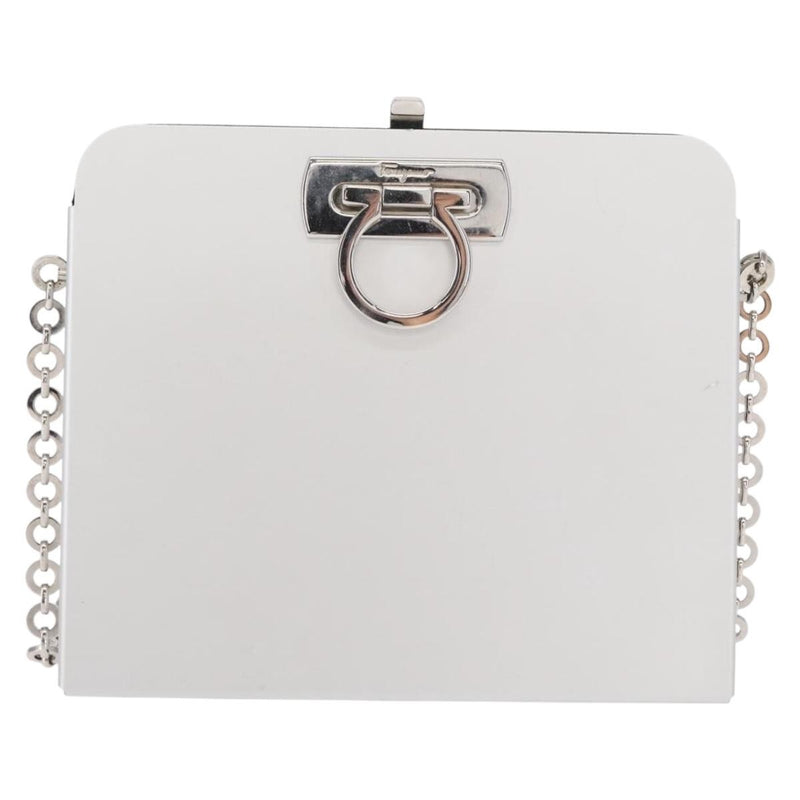 Salvatore Ferragamo Vintage Gancini Chain Leather Silver Stainless_steel Bag