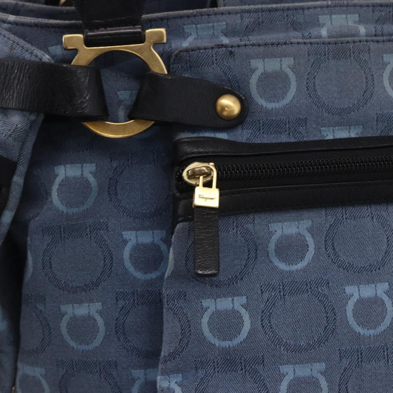 Salvatore Ferragamo Gancini Canvas Navy Bag