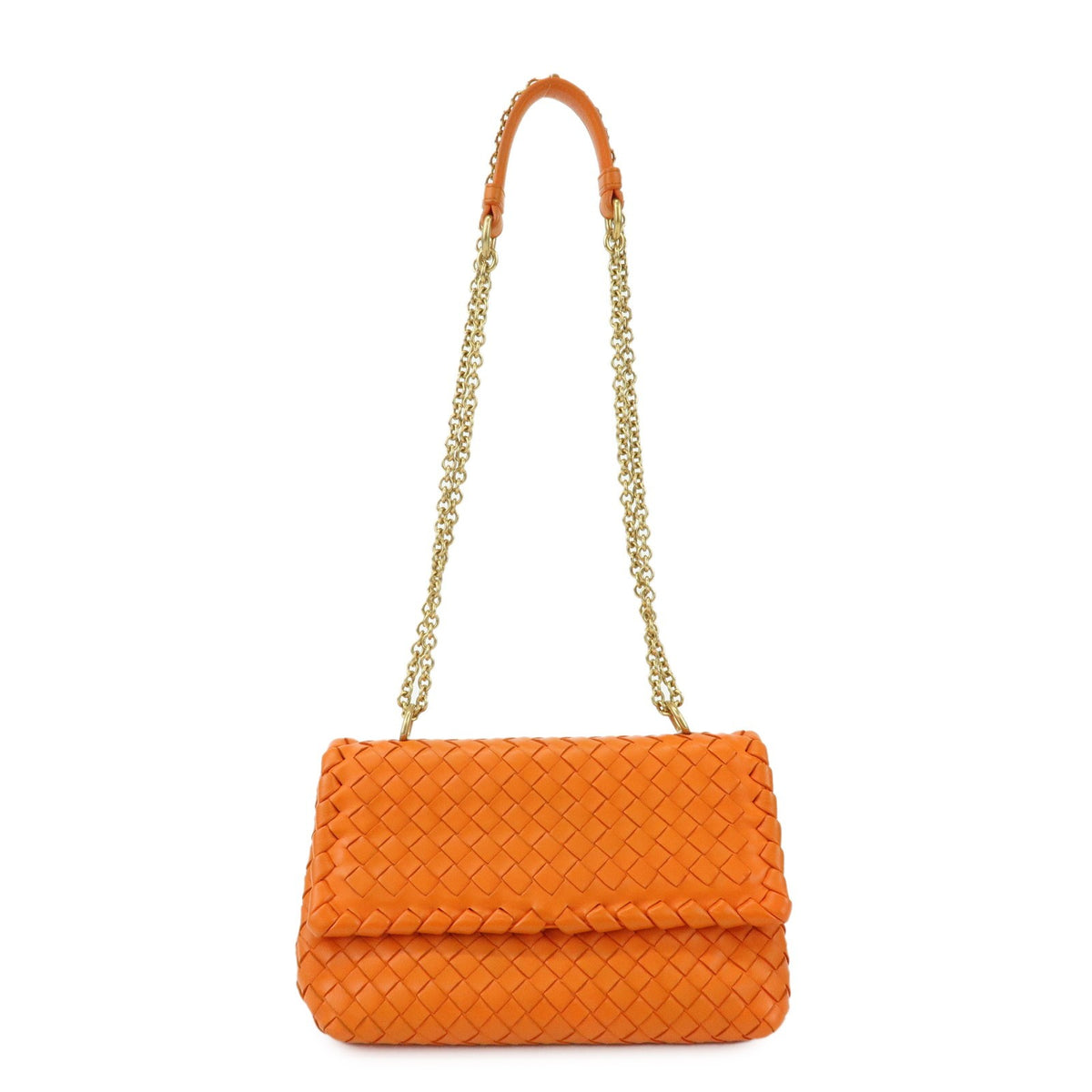 Bottega Veneta Olimpia Intrecciato Nappa Orange Leather Bag