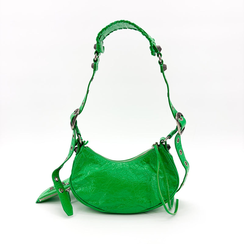 Balenciaga Le Cagole Giant Spikes Leather Green Bag