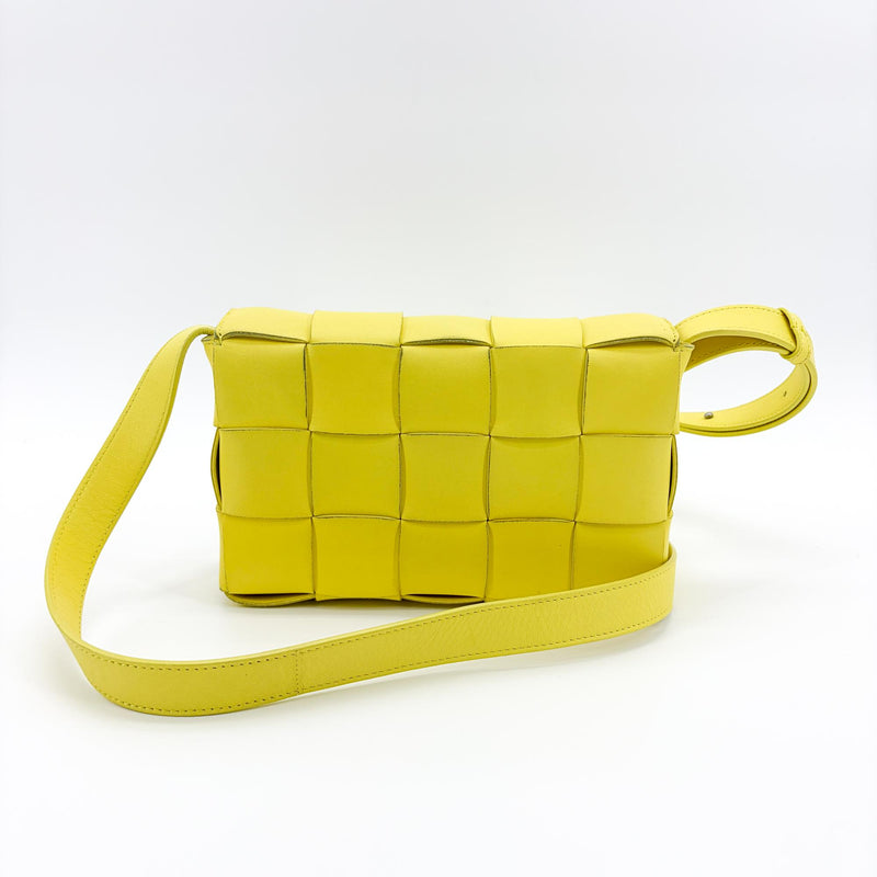Bottega Veneta Cassette Crossbody Bag Maxi Intrecciato Leather Yellow