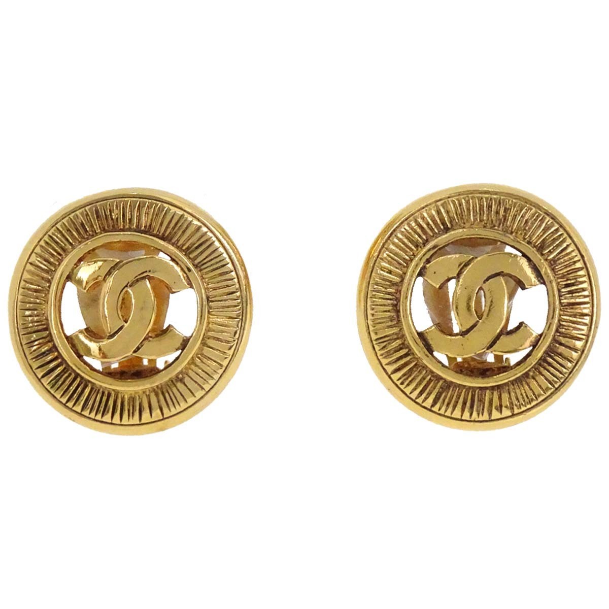 Chanel Cc Button Clip-On Metal Gold Gold_plated Bijoux