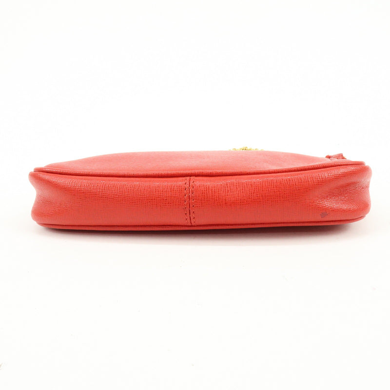 Fendi Chain Pochette Leather Red Bag