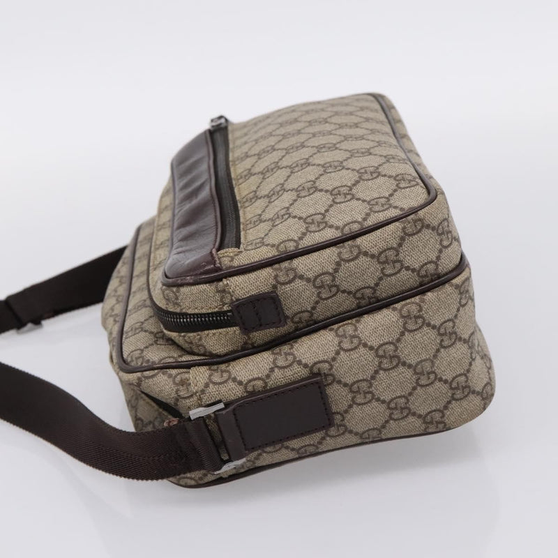 Gucci Front Zip Pocket Messenger Gg Coated Canvas Beige