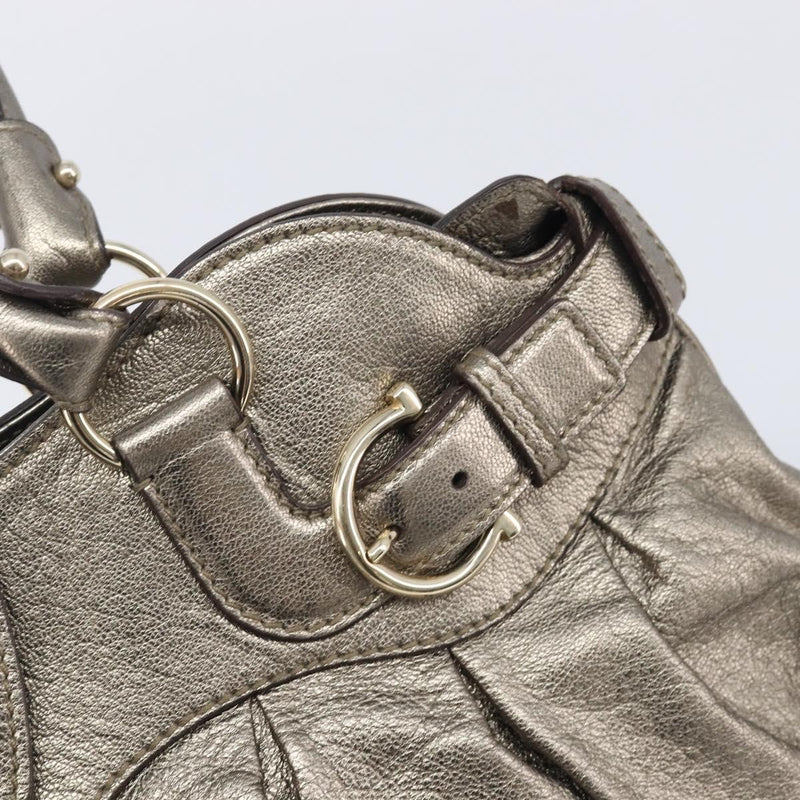 Salvatore Ferragamo Vintage Gancini Top Handle Leather Gold Bag