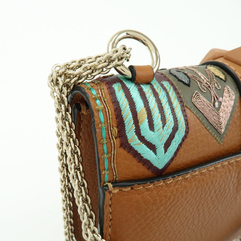 Valentino Garavani Glam Lock Leather Brown Bag
