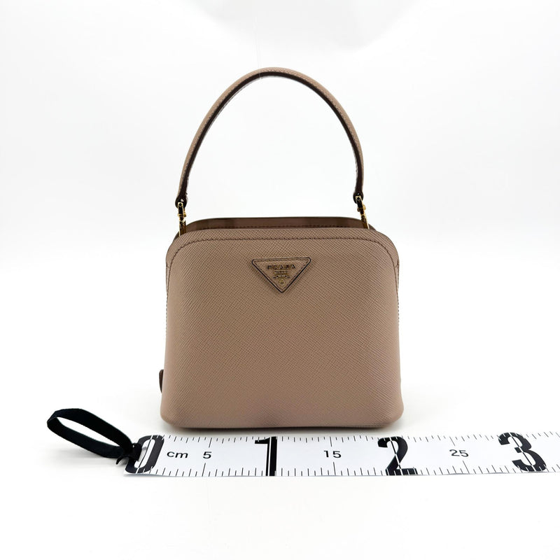 Prada Matinee Top Handle Saffiano Leather Beige Bag