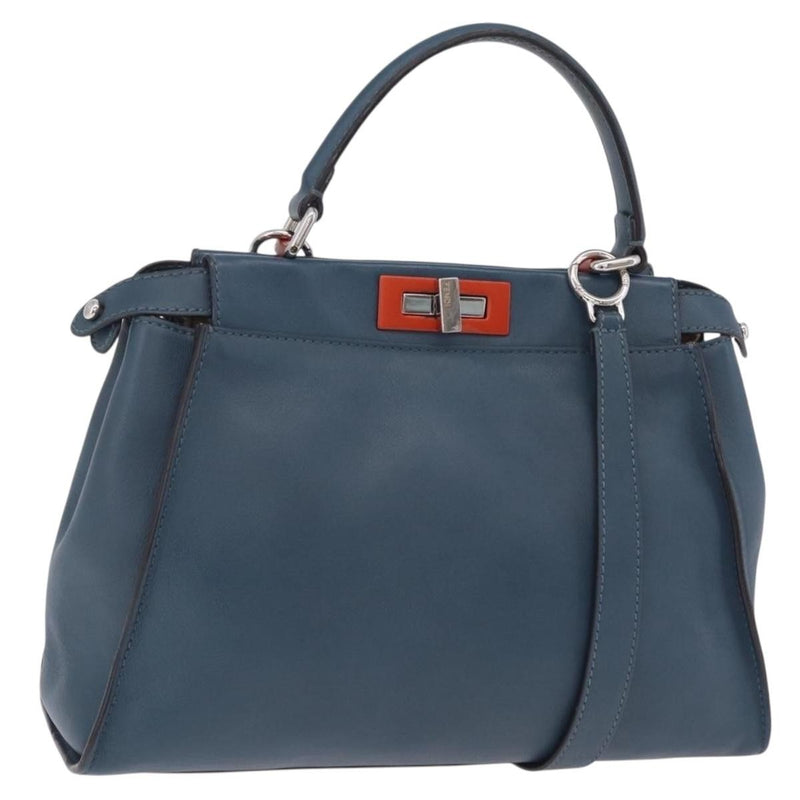 Fendi Peekaboo Ruffled Leather Blue Bag