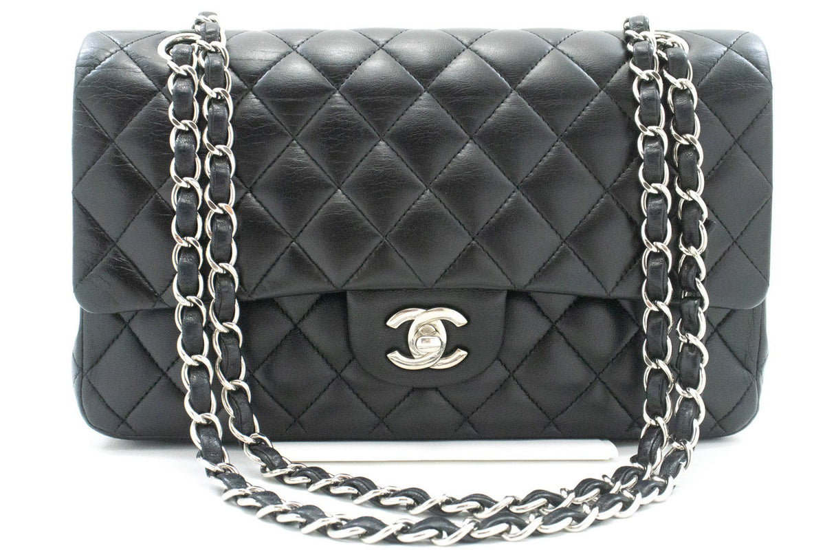 Chanel Classic Double Flap Quilted Lambskin Black Leather Bag