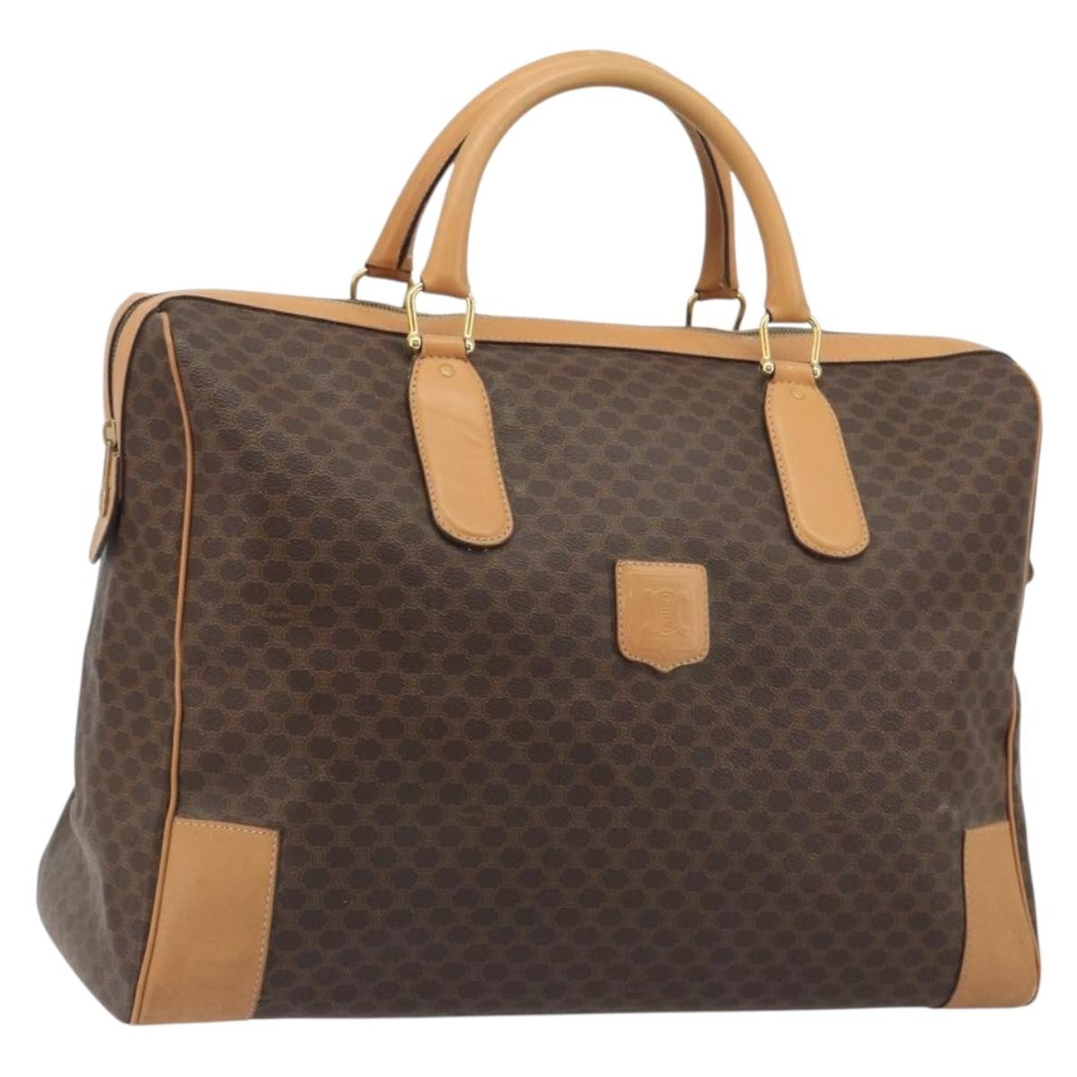 Celine Boston C Macadam Canvas Brown Bag