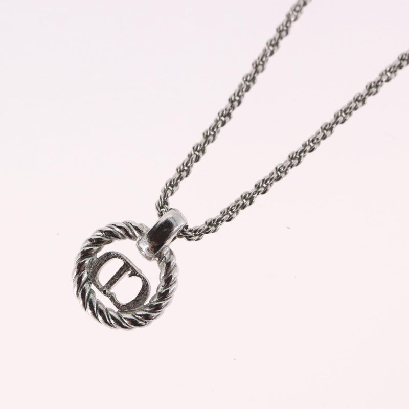 Christian Dior Vintage Circle Pendant Metal Silver Bijoux