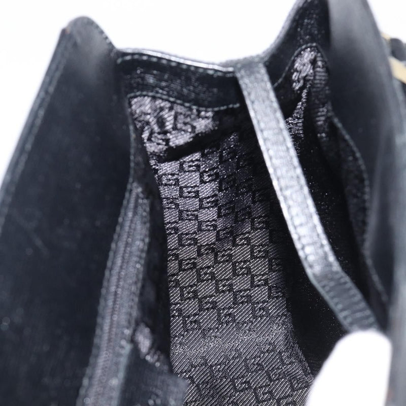 Gucci Vintage G Logo Canvas Black Leather Bag