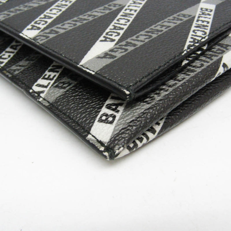 Balenciaga Fold Over Monogram Printed Leather Black Bag
