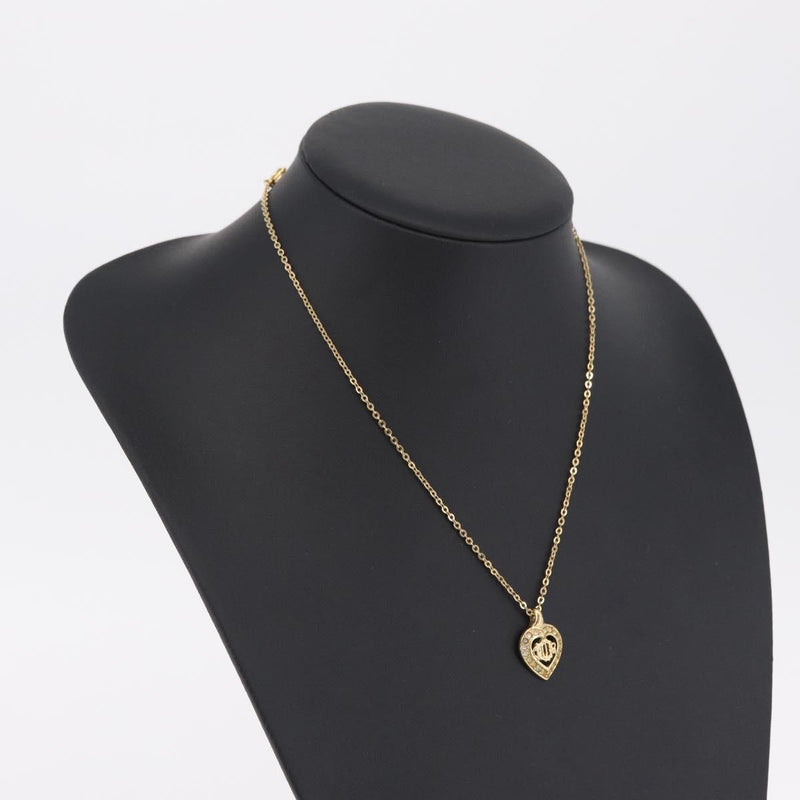 Christian Dior Logo Heart Pendant Metal Gold Bijoux