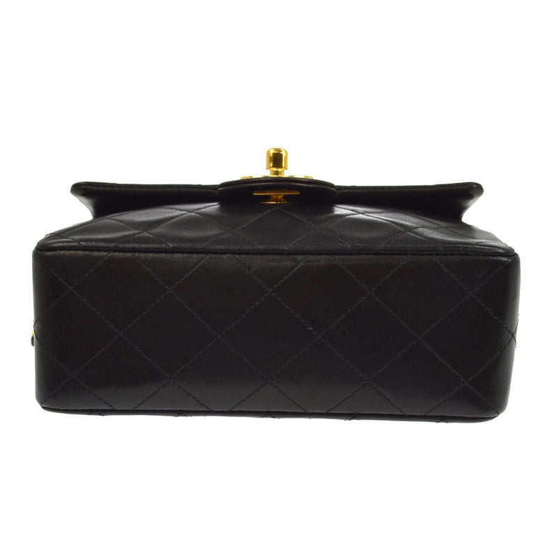 Chanel Vintage Square Classic Single Flap Quilted Lambskin Black Leather Bag