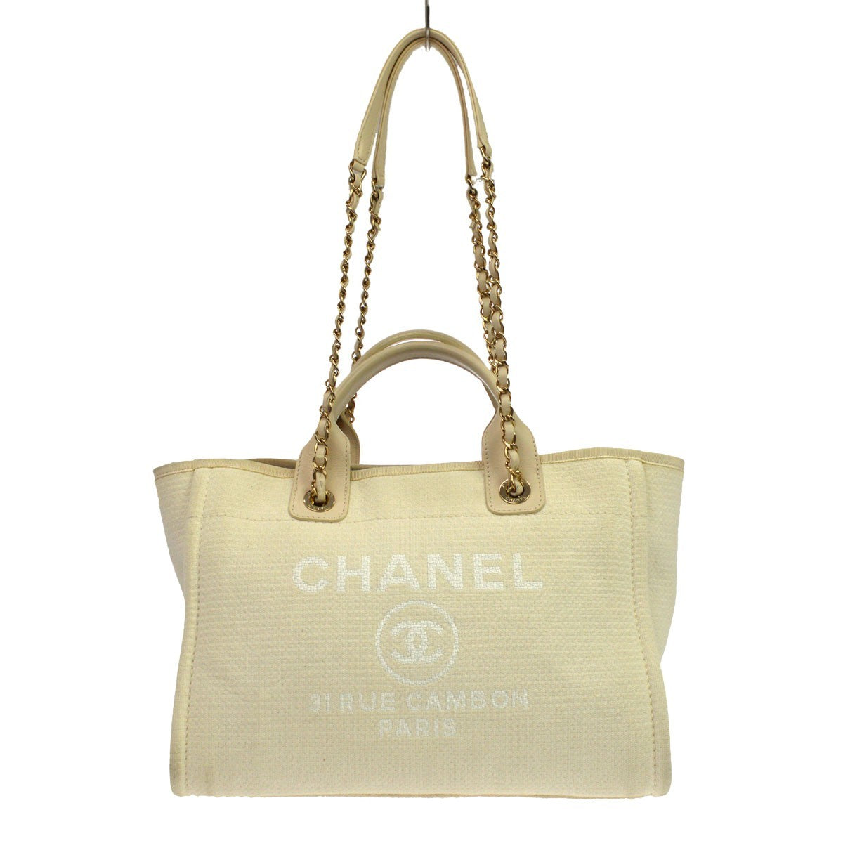 Chanel Deauville Nm Mixed Fibers White Canvas Bag