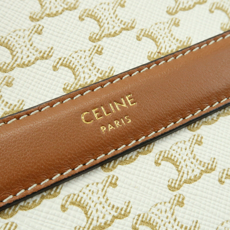 Celine Round Purse On Strap Triomphe Coated Canvas Beige Bag