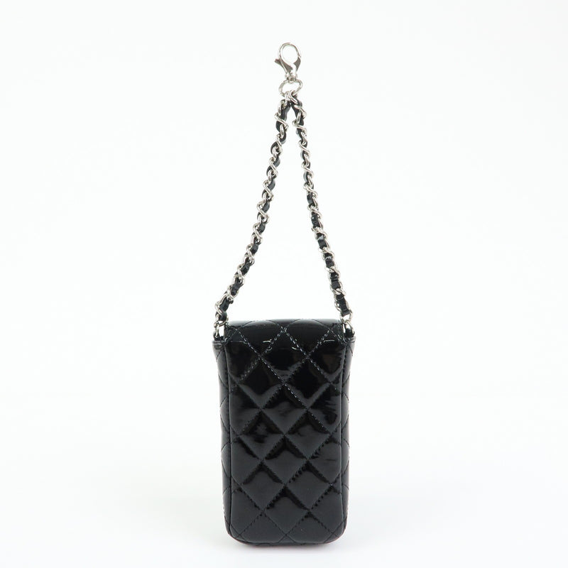 Chanel Cc Chain Phone Holder Quilted Patent Black Patent_leather Bag