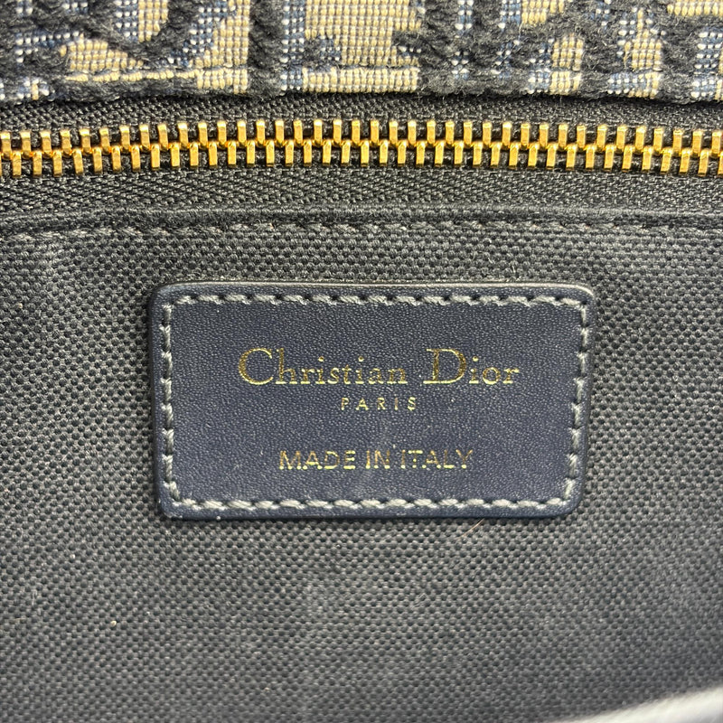 Christian Dior 30 Montaigne Flap Oblique Canvas Navy Bag