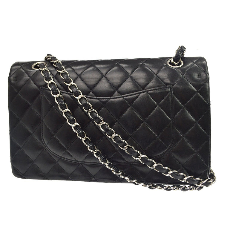 Chanel Classic Timeless Double Flap Quilted Lambskin Black Leather Bag