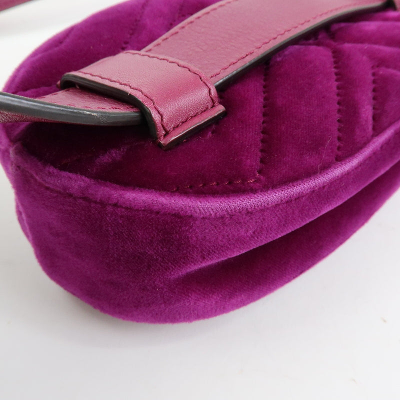 Gucci Gg Marmont Belt Matelasse Velvet Purple Bag