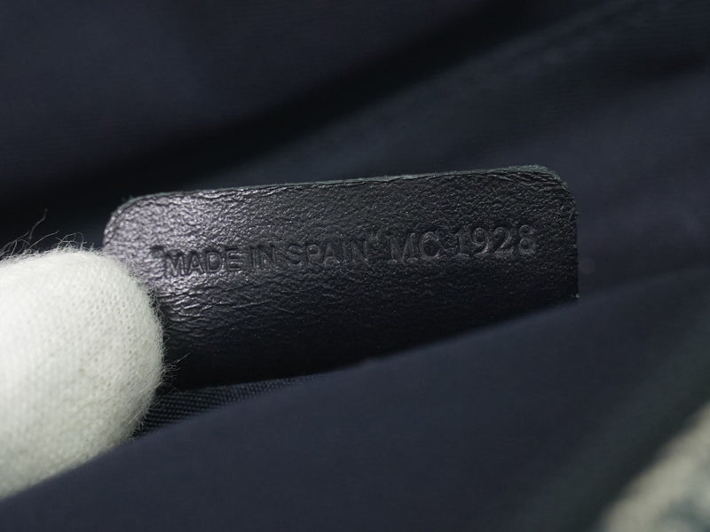Christian Dior Saddle Zip Diorissimo Canvas Navy Bag