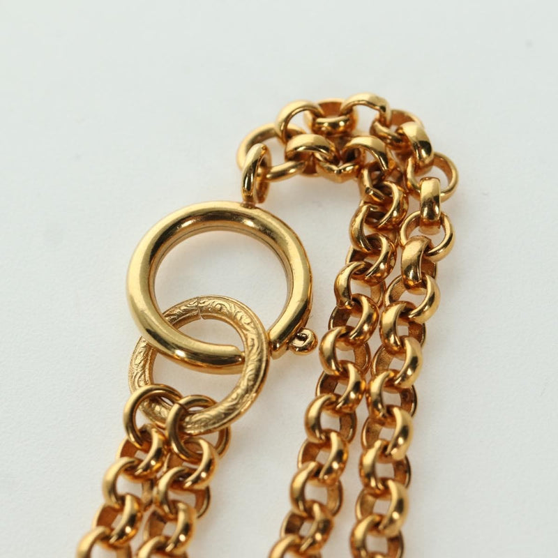 Chanel Vintage Cc Heart Pendant Long Metal Gold Bijoux