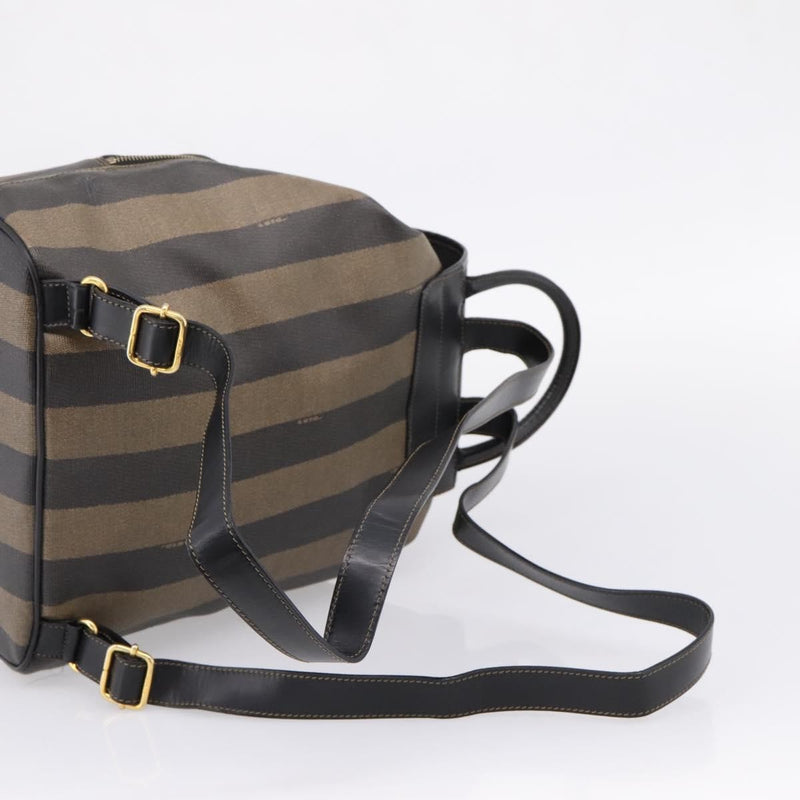 Fendi Vintage Pequin Logo Coated Canvas Brown Bag