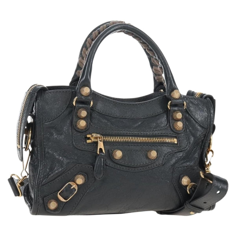Balenciaga City Giant Studs Leather Gray Bag