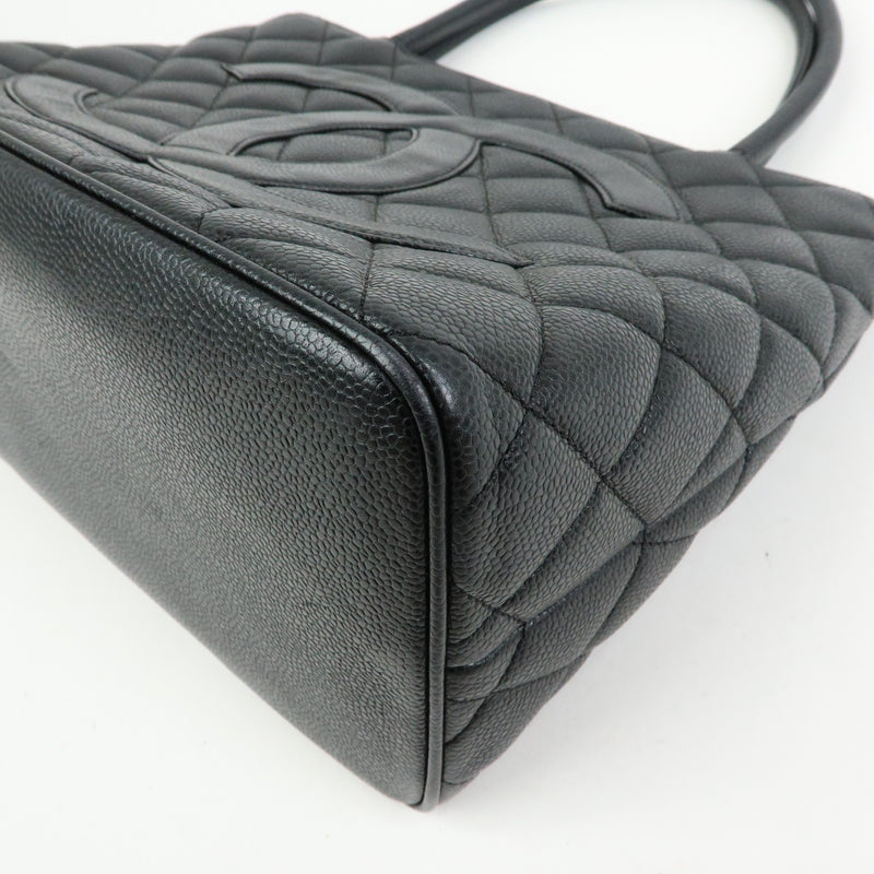 Chanel Medallion Quilted Caviar Black Leather Bag