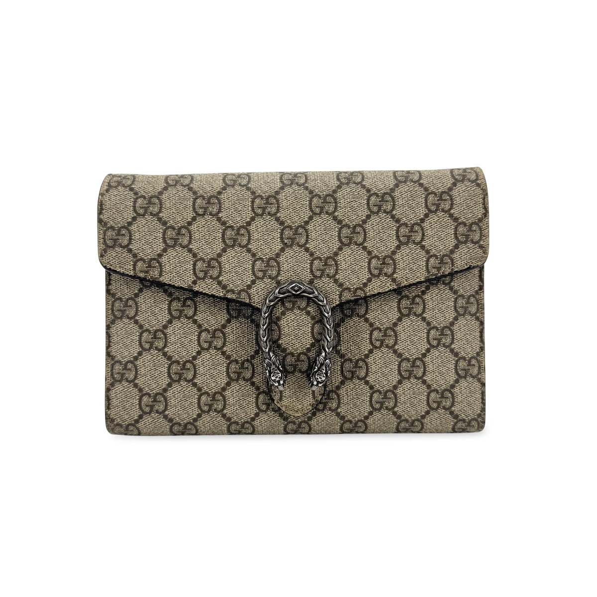 Gucci Dionysus Wristlet Clutch Gg Coated Canvas With Leather Brown