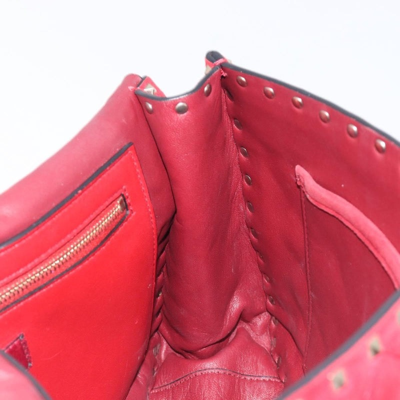 Valentino Garavani Rockstud Spike Flap Quilted Suede Red Bag