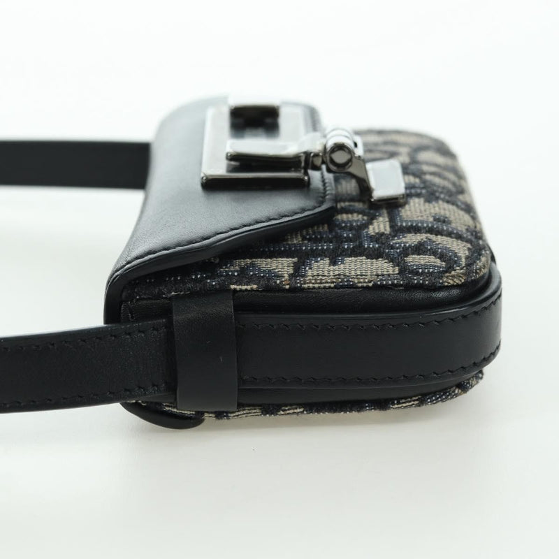Christian Dior Clasp Lock Messenger Oblique Canvas And Leather Navy
