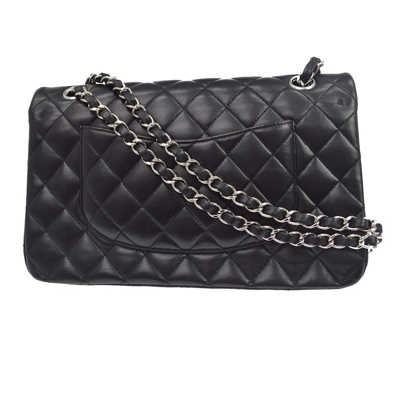 Chanel Classic Timeless Double Flap Quilted Lambskin Black Leather Bag