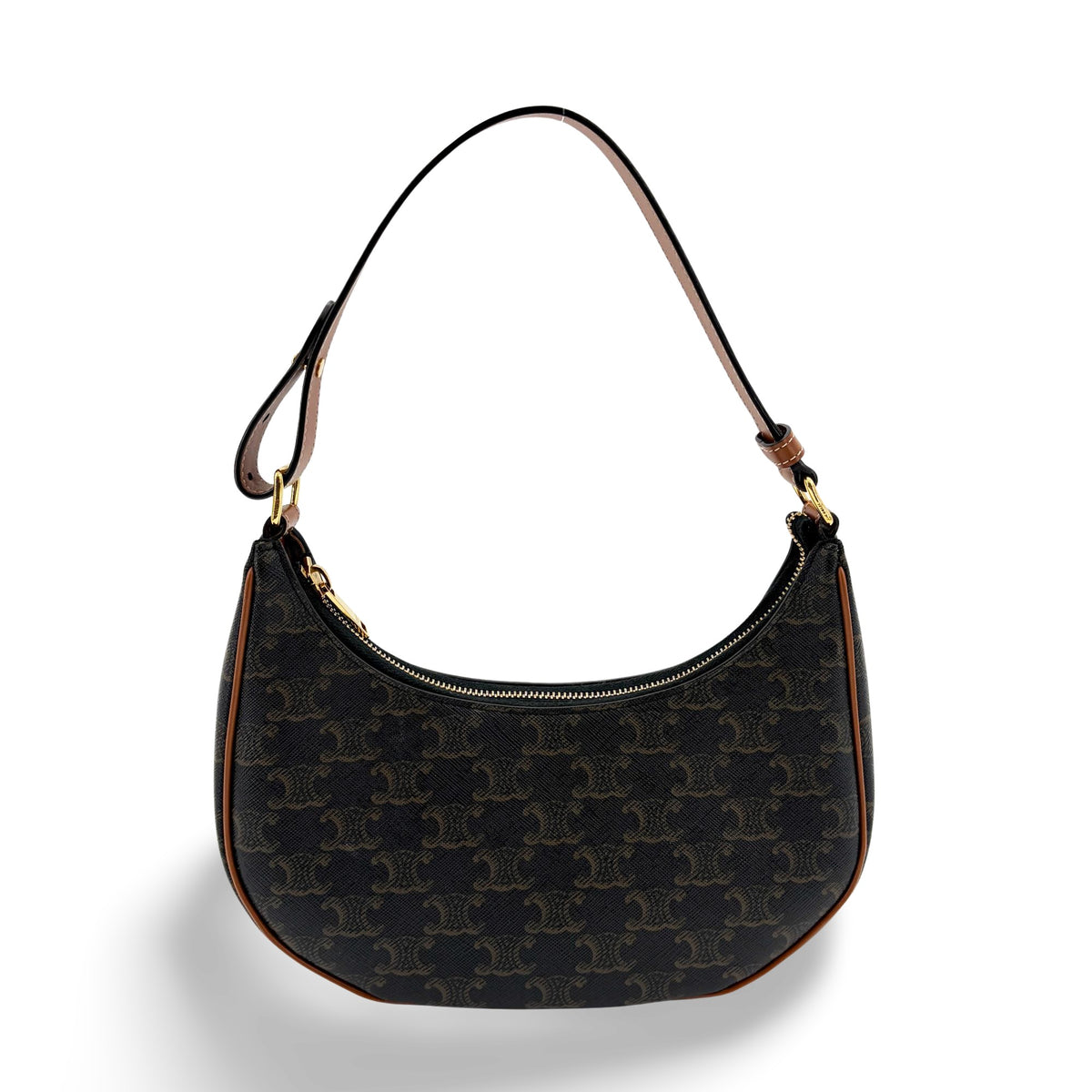Celine Ava Triomphe Coated Canvas Brown Bag