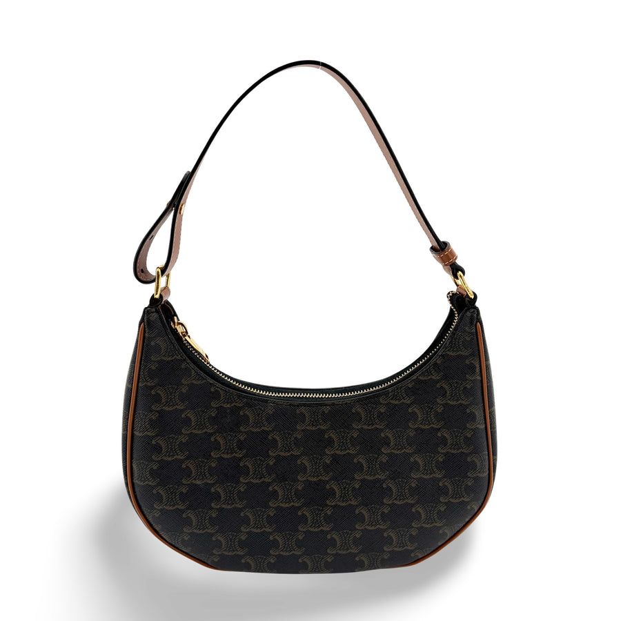 Celine Ava Triomphe Coated Canvas Brown Bag