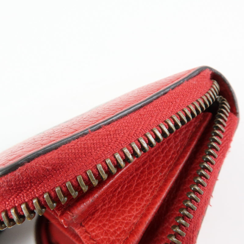 Gucci Logo Zip Card Case Printed Leather Red Accessory