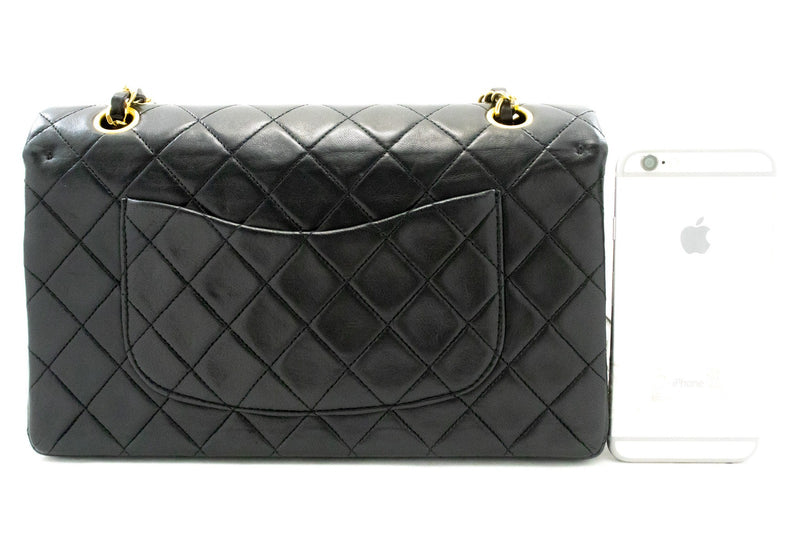Chanel Classic Timeless Double Flap Quilted Lambskin Black Leather Bag