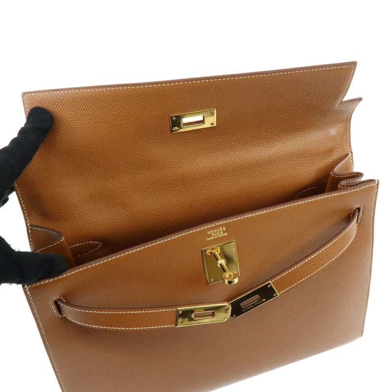 Hermes Kelly Brown Courchevel With Gold Hardware Camel Leather Bag
