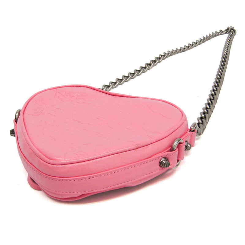 Balenciaga Le Cagole Giant Studs Heart Chain Leather Pink Bag