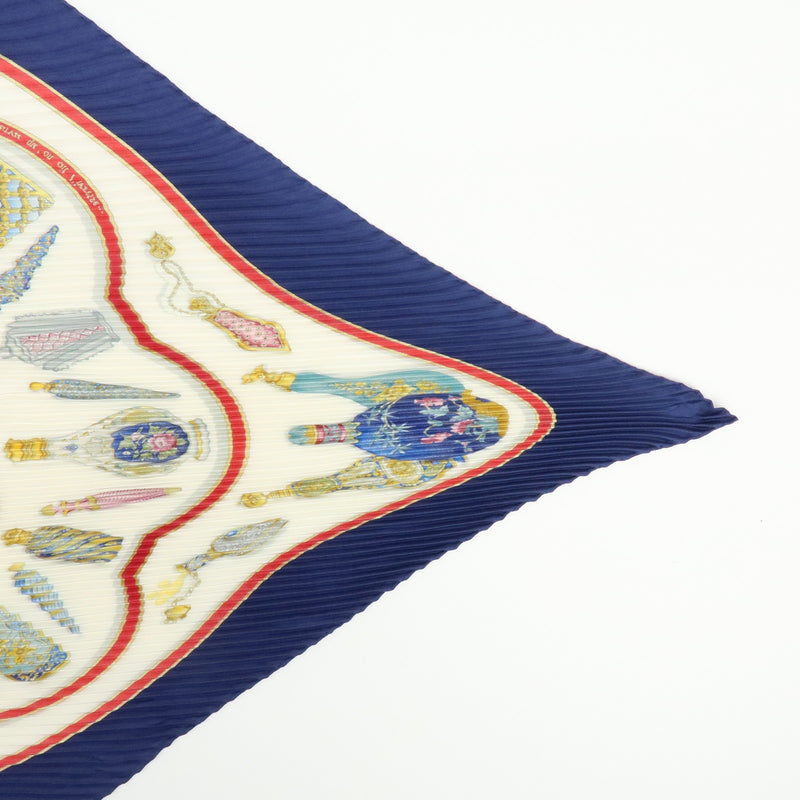 Hermes Carré 90 Pleated Silk Navy Accessory