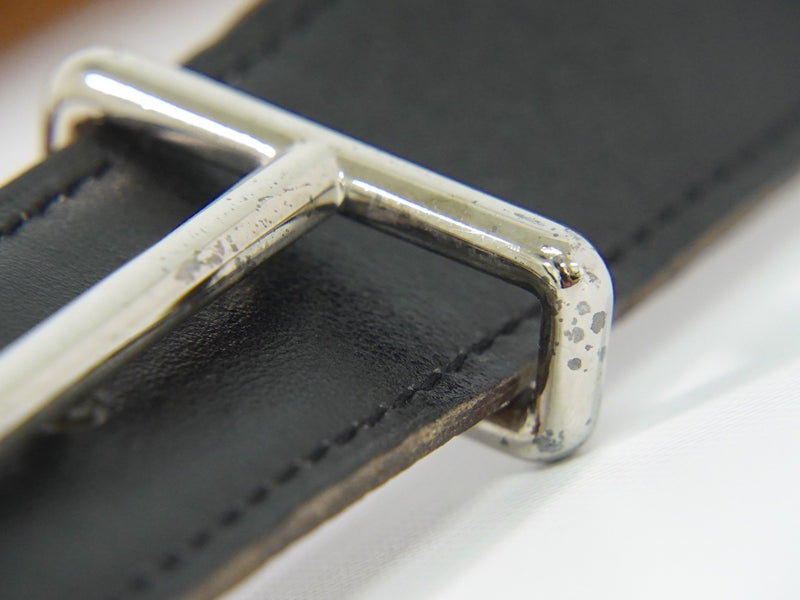 Hermes H Dancre Reversible Belt Leather Black